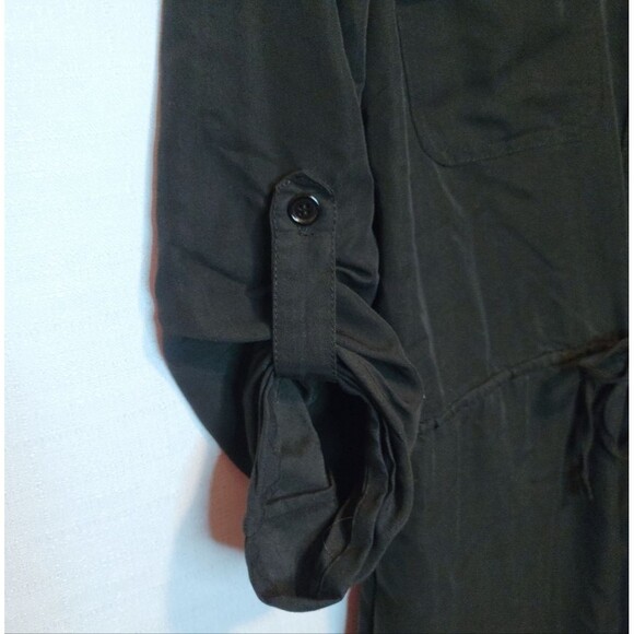 Max Studio Black Roll Tab Sleeve Drawstring Blouson Dress Size Small - Picture 9 of 10